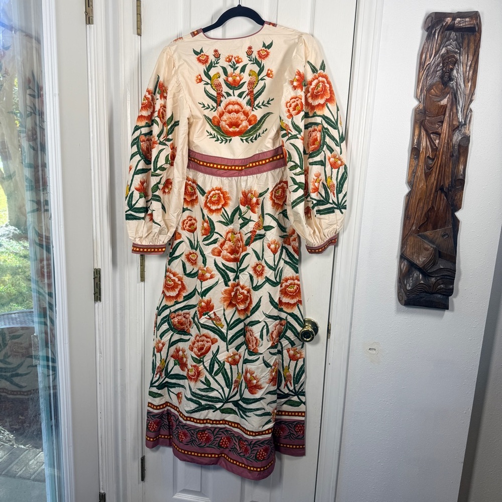 FARM Rio Floral Embroidered Midi Dress - Cream and Red - Picture 12 of 12